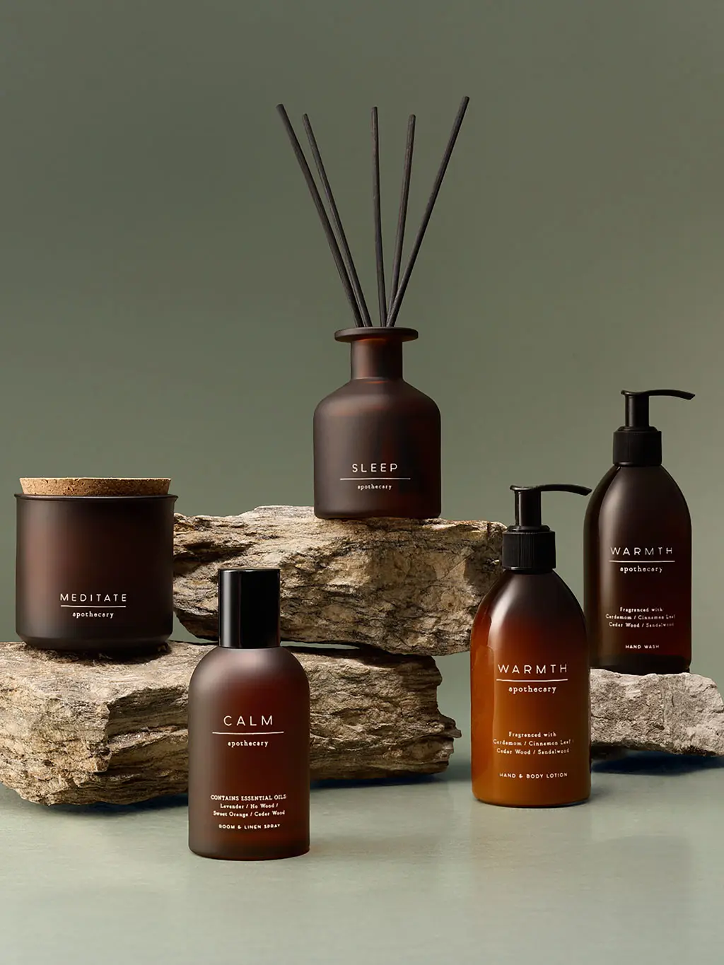 Apothecary products on rocks