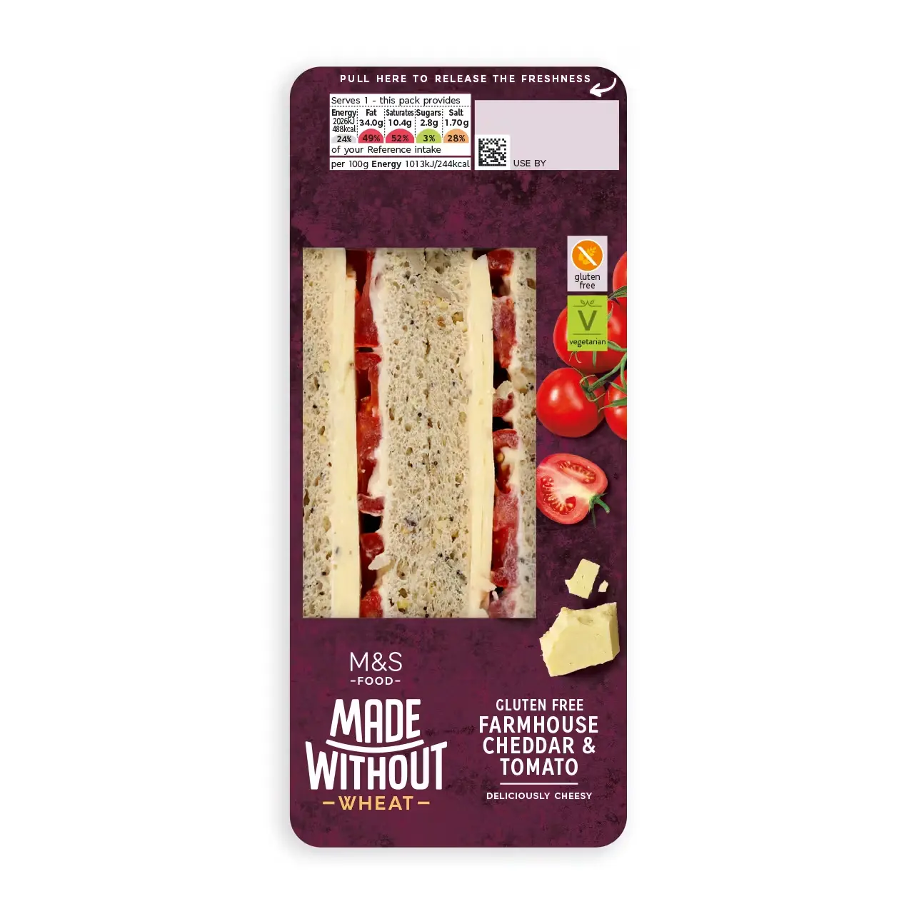 Made Without Wheat Farmhouse Cheddar and Tomato Sandwich