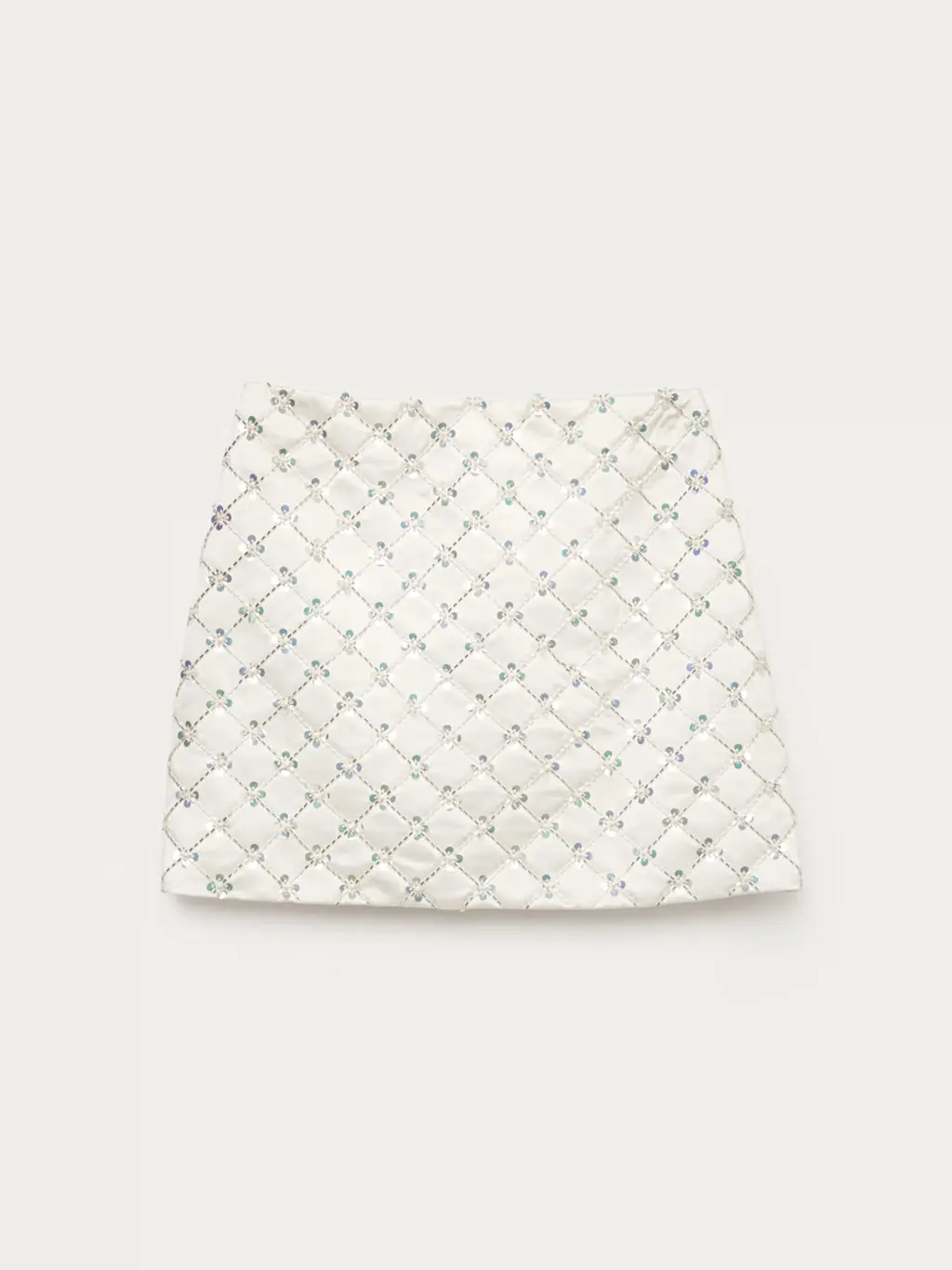 Beaded satin mini skirt