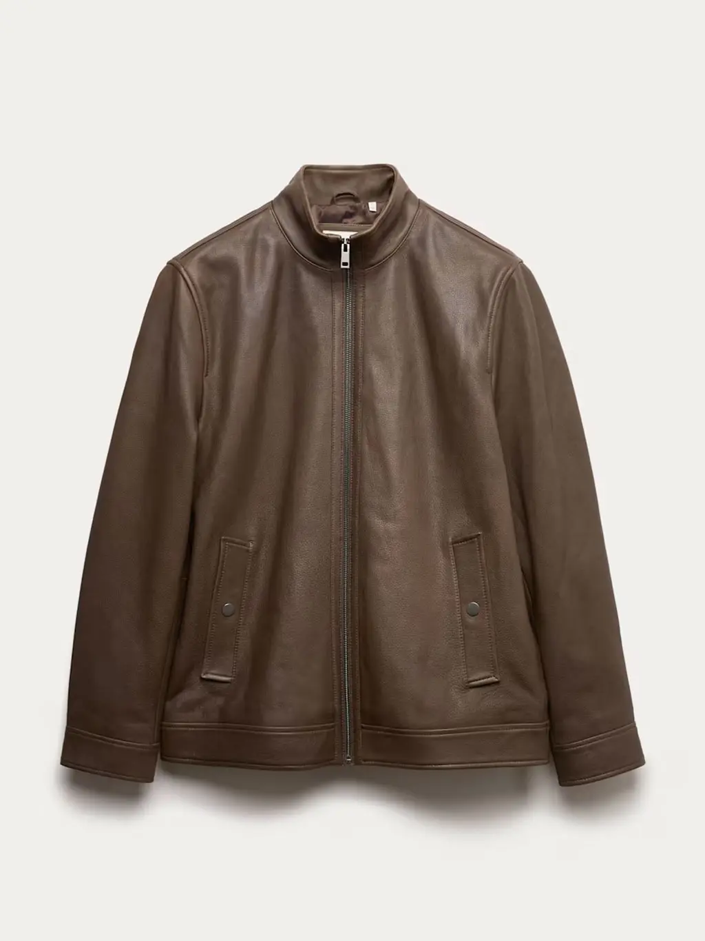 Brown leather biker jacket