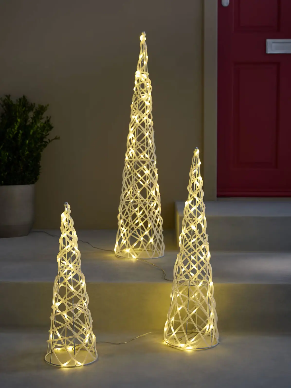 Set of three light-up tree decorations