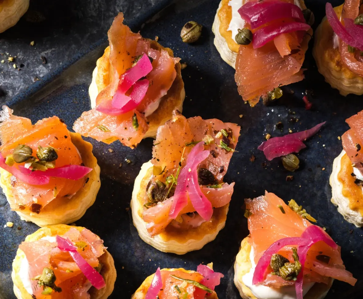 Smoked salmon vol au vents