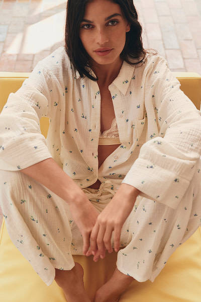 Woman wearing pyjamas