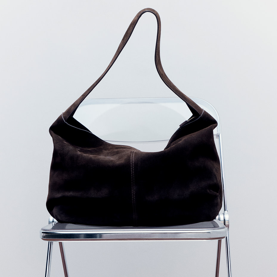 Brown suede slouchy bag