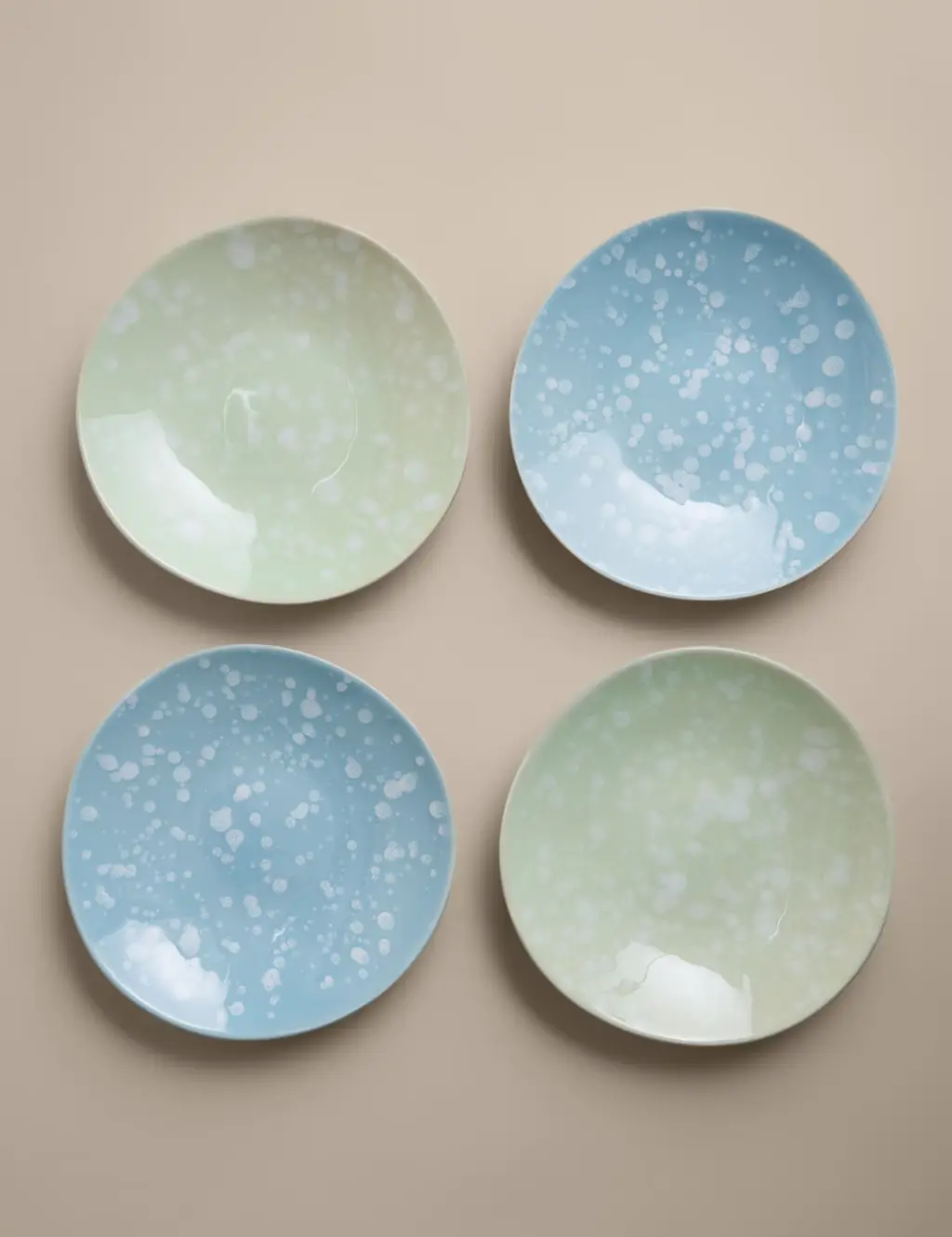 Blue and green splatter plates