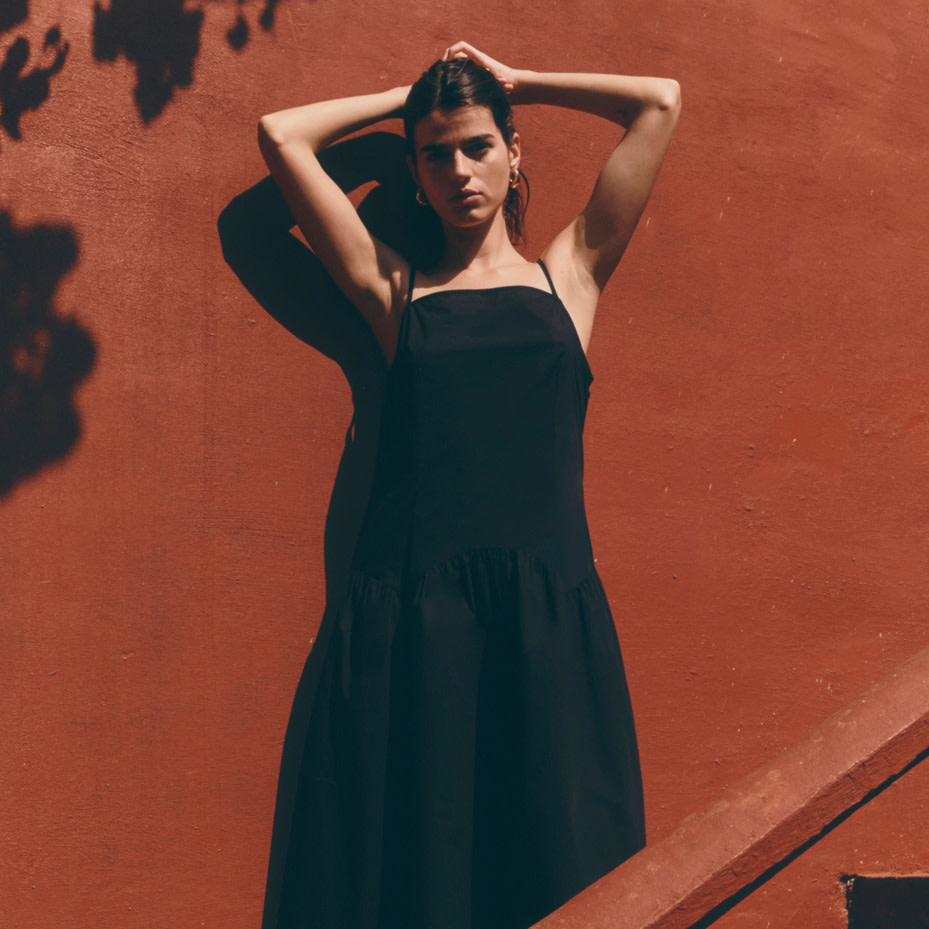 Woman in black dress