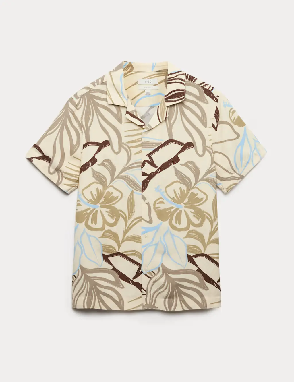 Linen Blend Hawaiian Short Sleeve Shirt