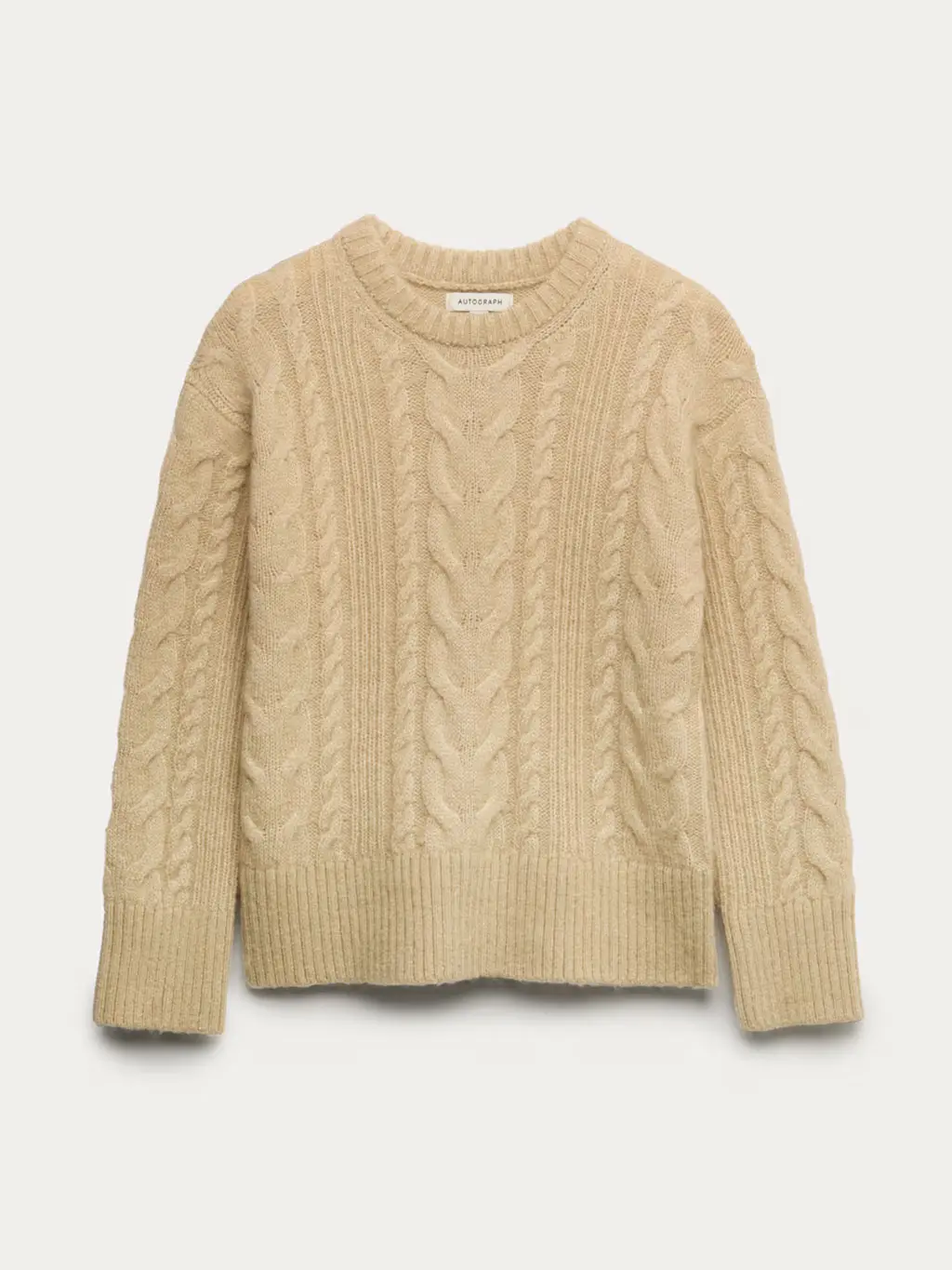 Beige cable-knit jumper
