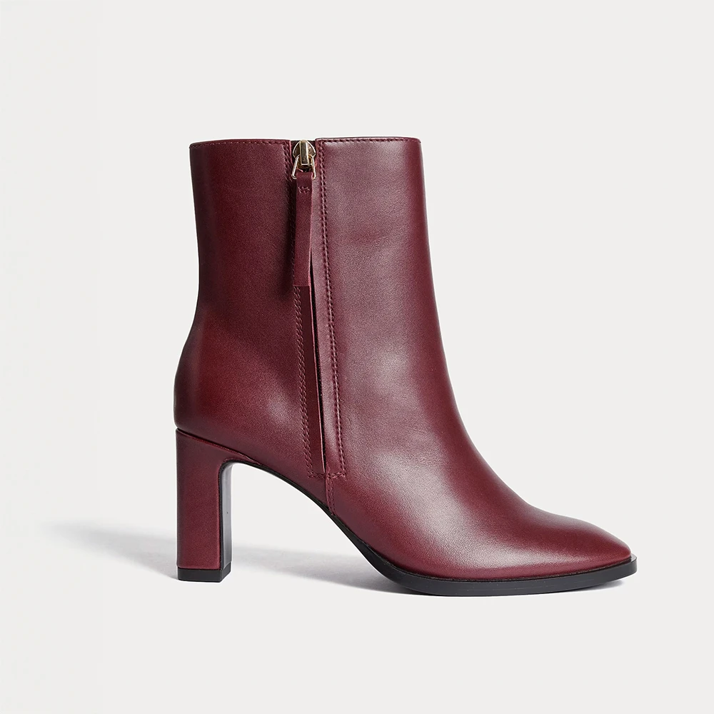 Burgundy heeled ankle boots