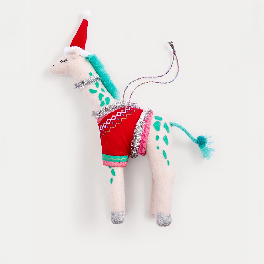 Felt giraffe Christmas tree decoration