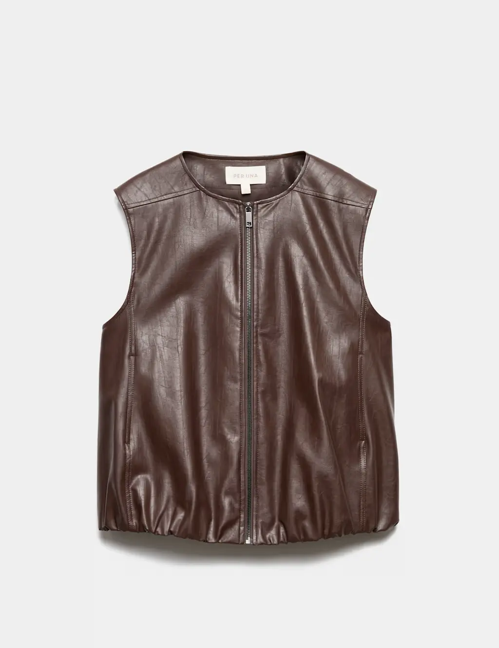 Brown leather gilet.