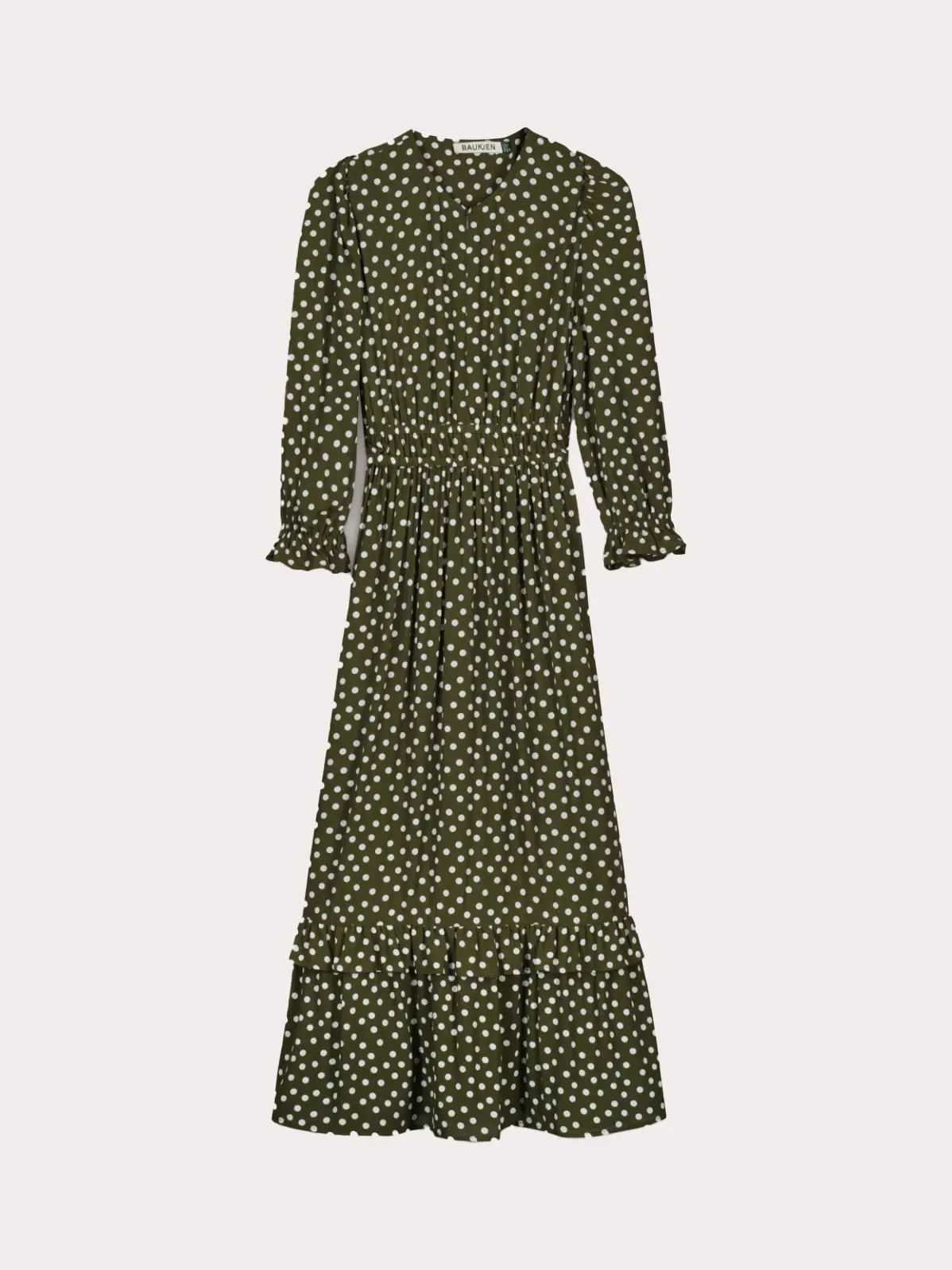 Green polka-dot dress