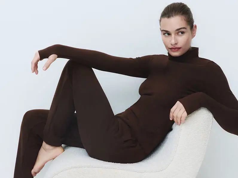 Woman in thermal leggings and tops