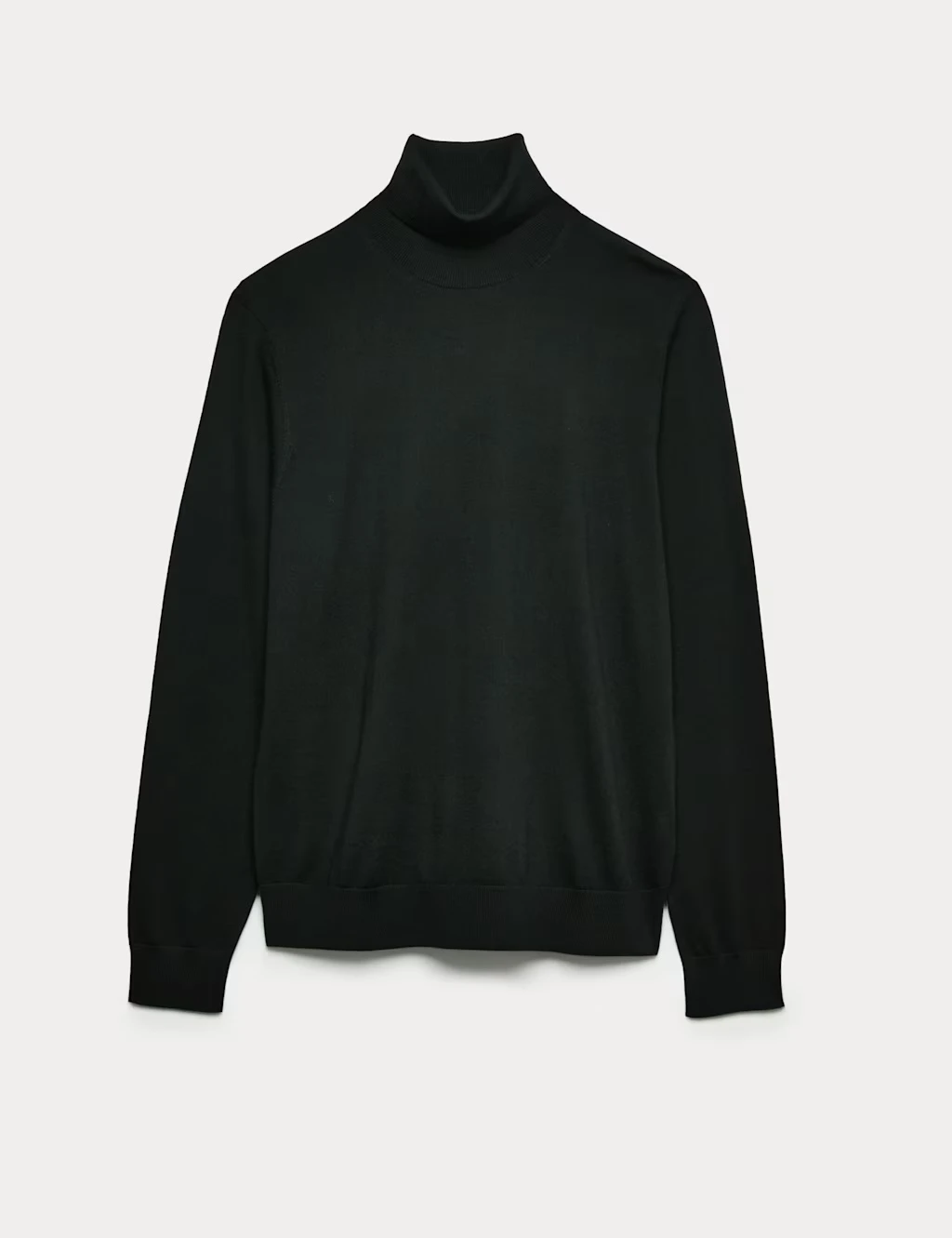 Men's black roll neck knitted jumper.