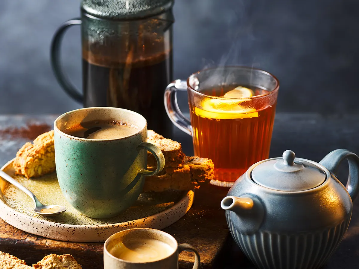 hot drinks range from tea, hot chocolate and coffee