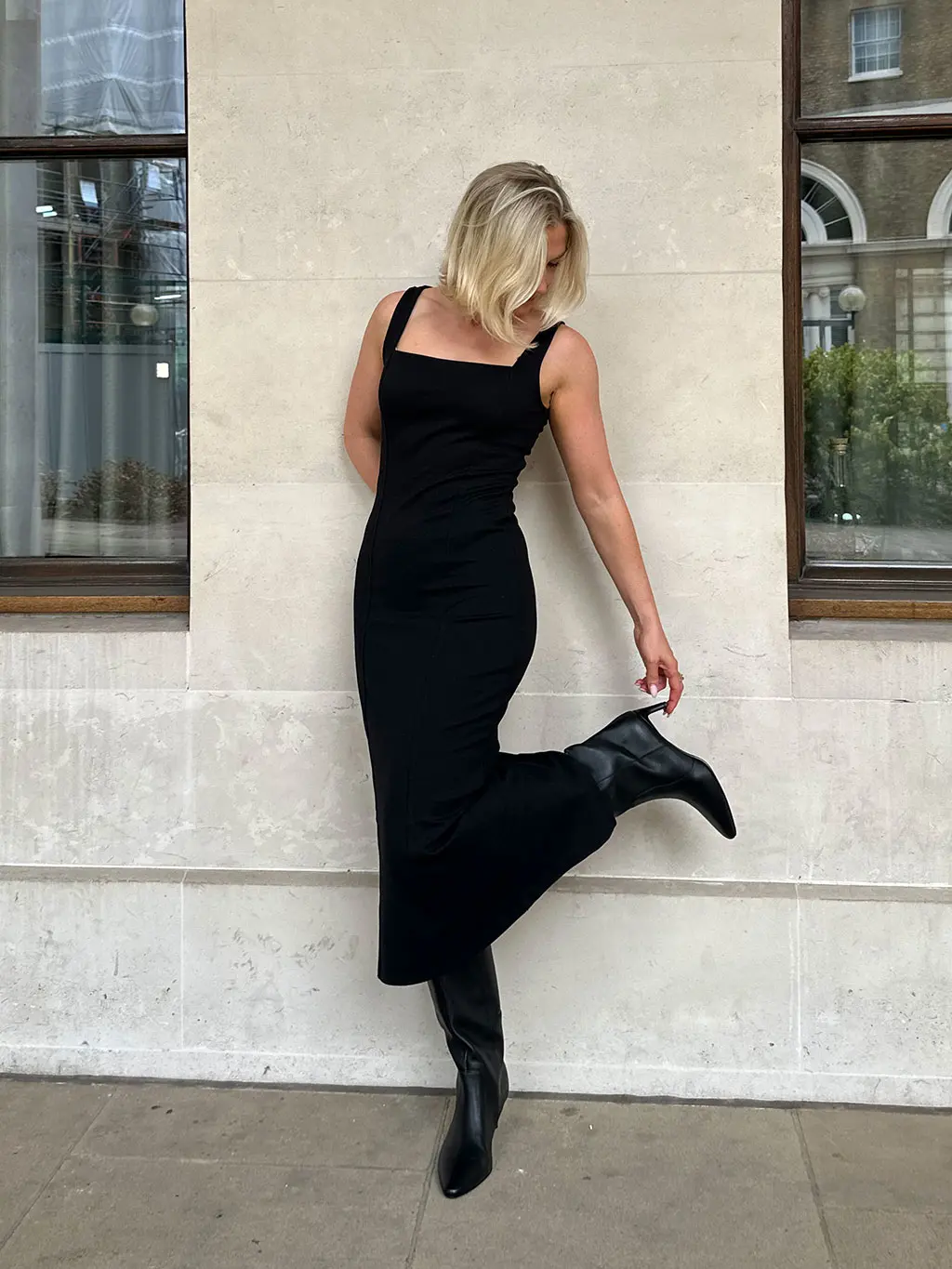 Woman in black dress