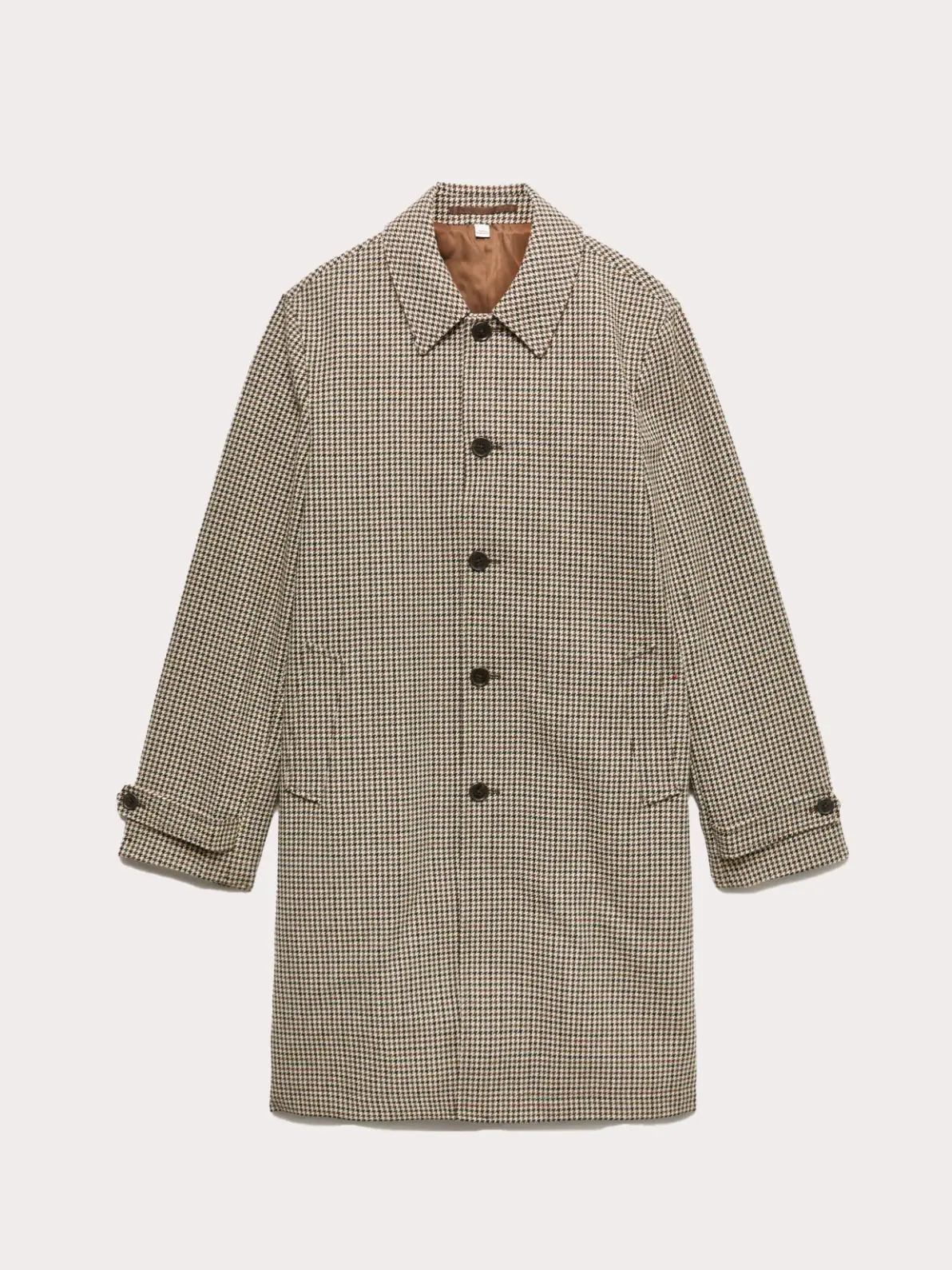 Wool blend houndstooth long men's coat
