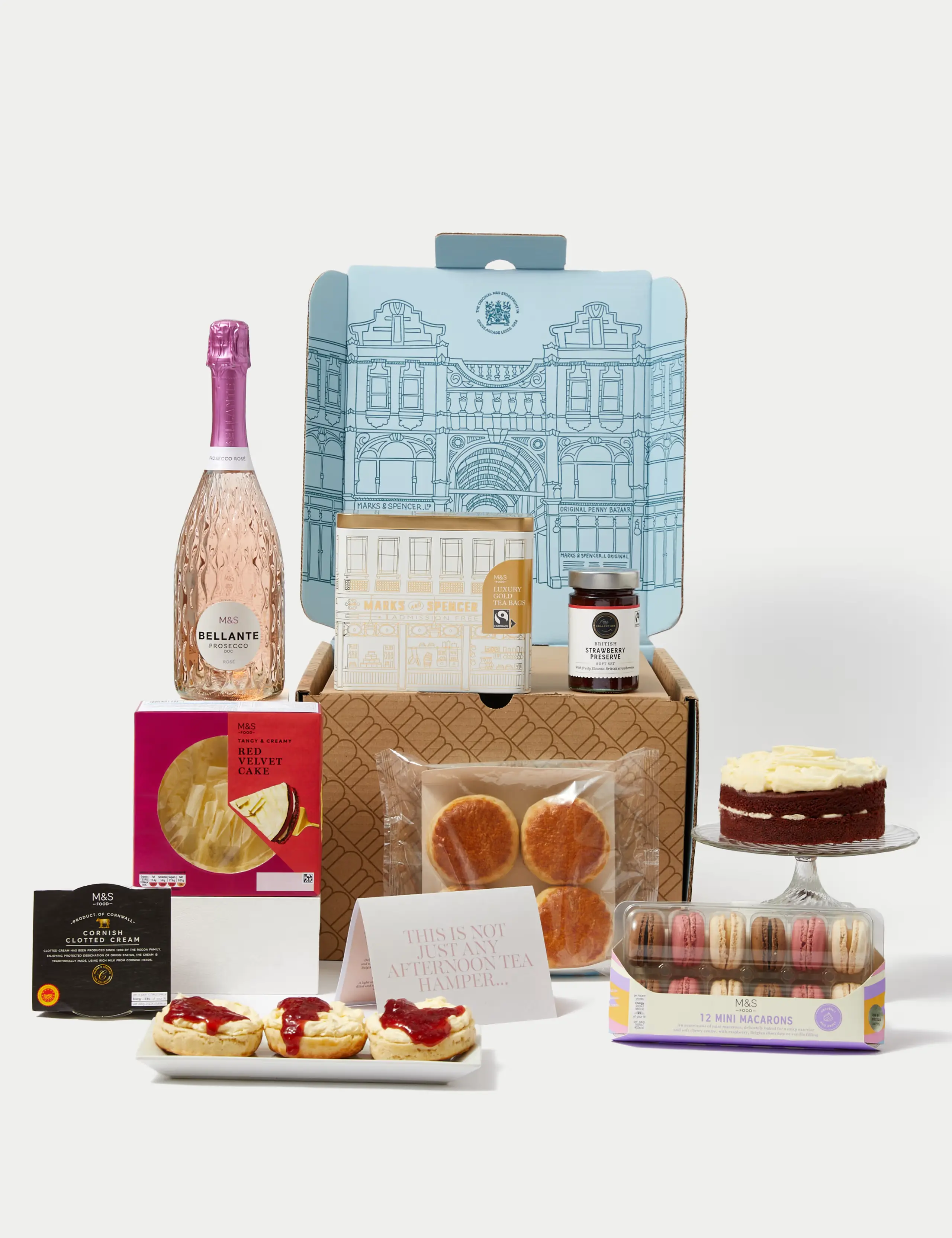 Pink prosecco afternoon tea hamper