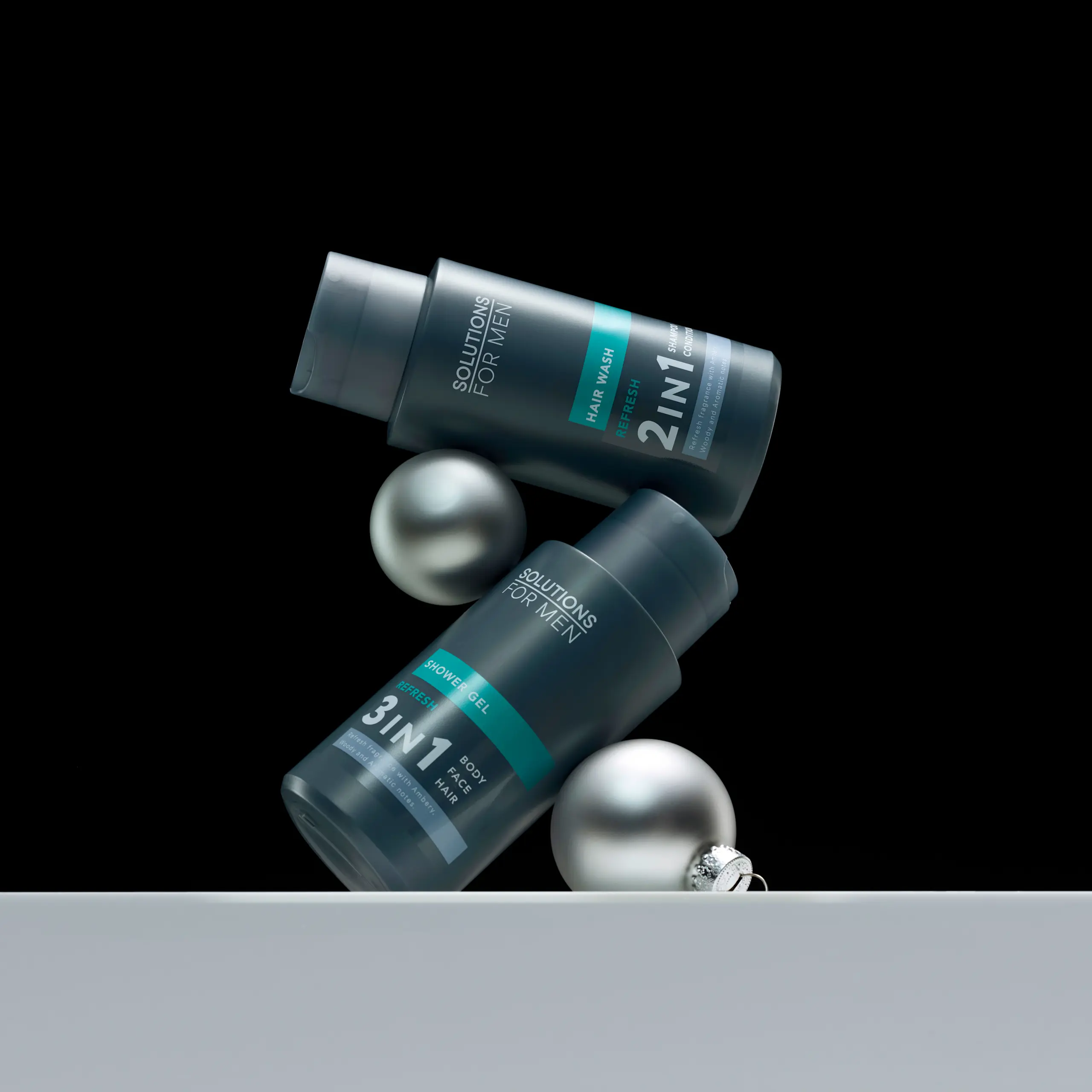 Clinique skincare resting on baubles