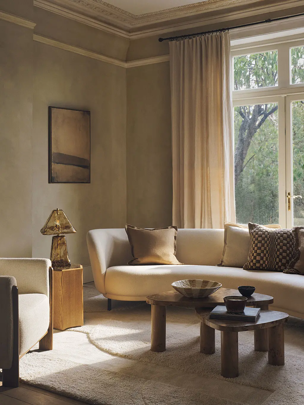 Neutral living room with white sofa