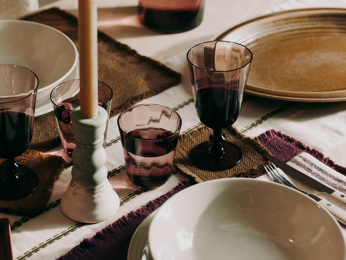 Glasses and dishes on table