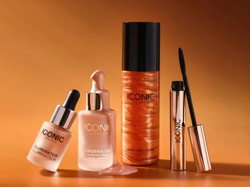 A range of Iconic products shot against an orange background