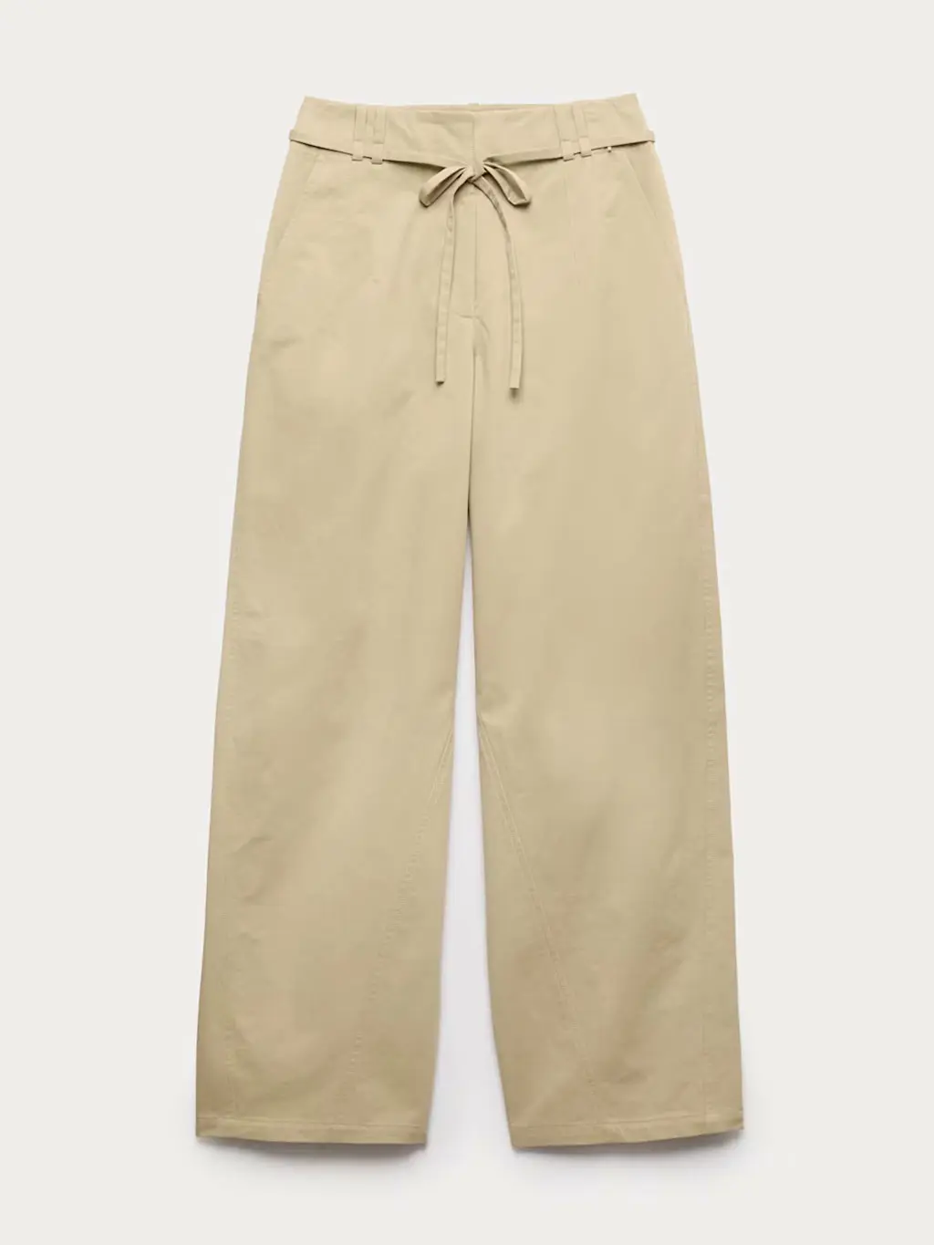 Beige barrel-leg trousers