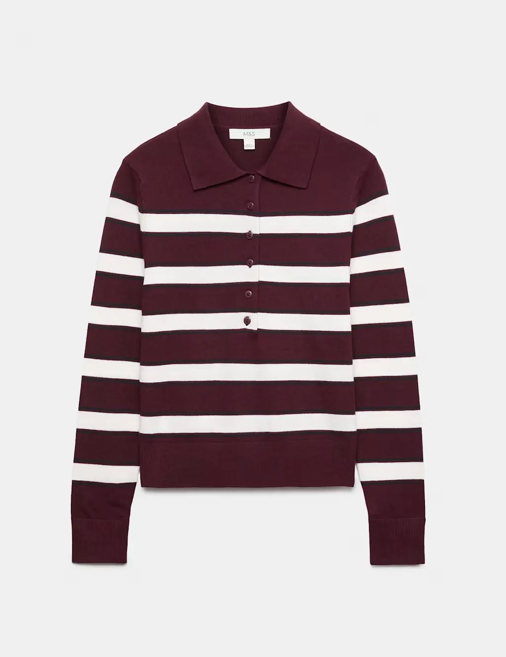 Collared Striped Slim Jumper with Wool