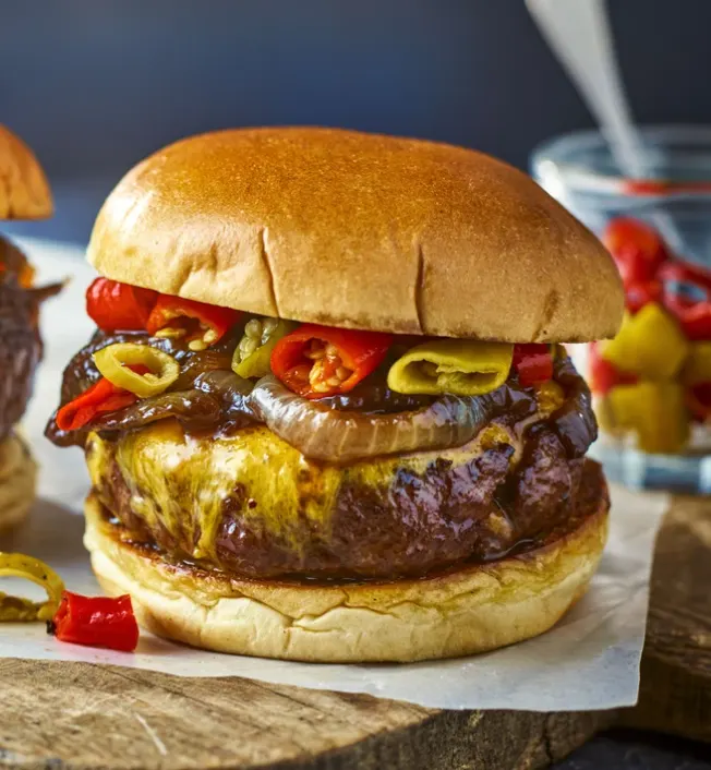 Loaded beef burgers