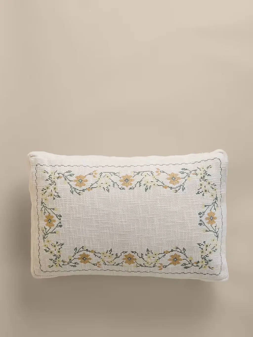 Floral-stitch cushion