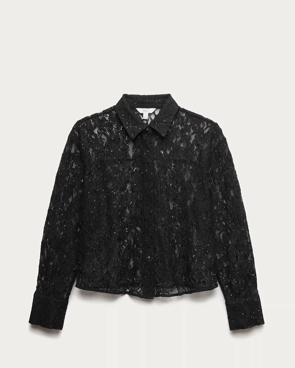 Embellished black lace shirt