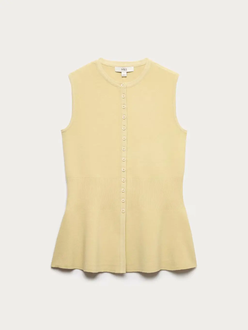 Yellow peplum sleeveless knit