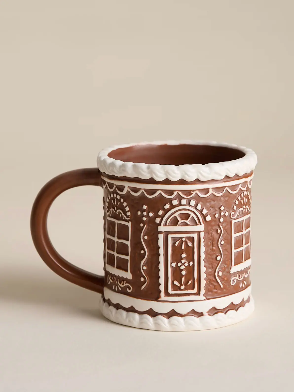 Image of brown and white gingerbread mug