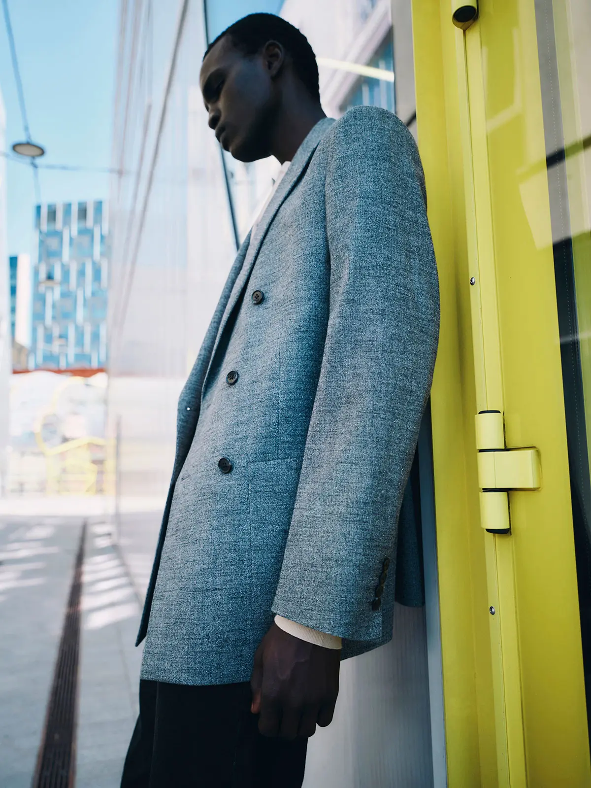 Man wearing grey blazer