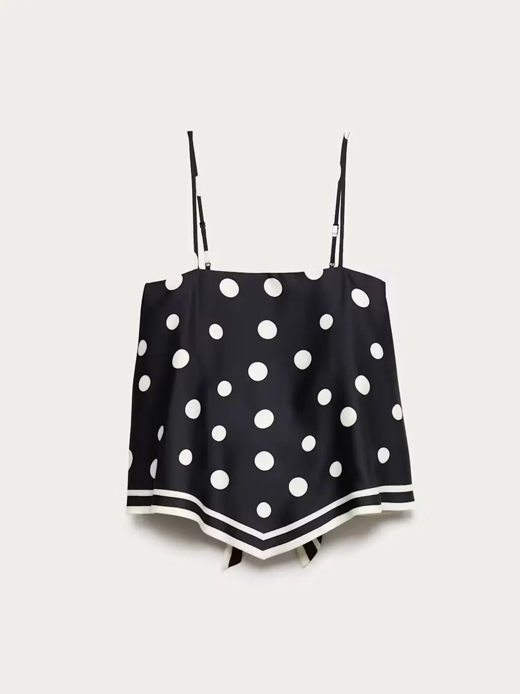 Black and white polka-dot cami top