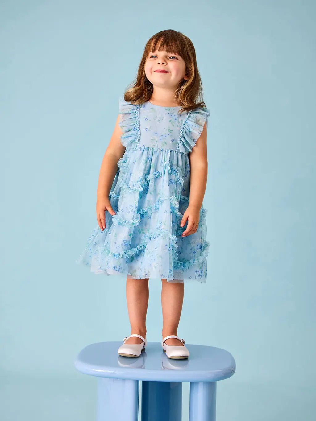 Girl in blue tulle dress