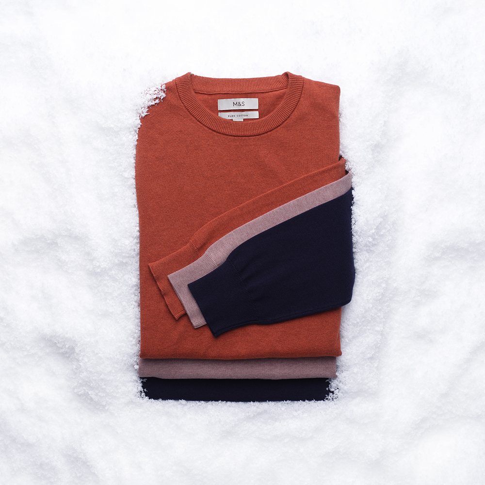 A selection of men's crew-neck jumpers