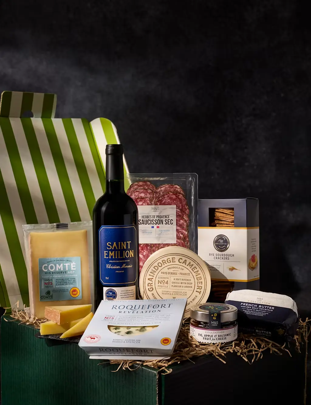 Gift box with French food and wine