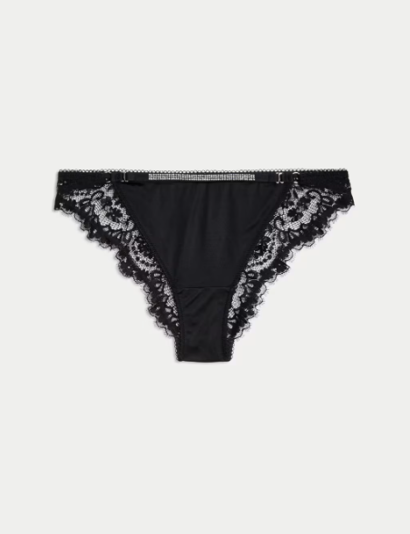 Black lace-trim knickers