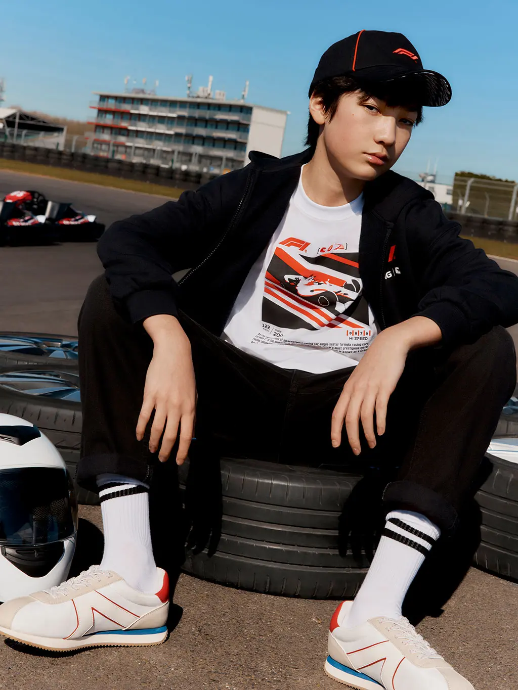 Boy in Fomula 1 outfit