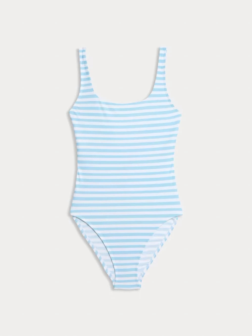 Blue and white striped swimsuit