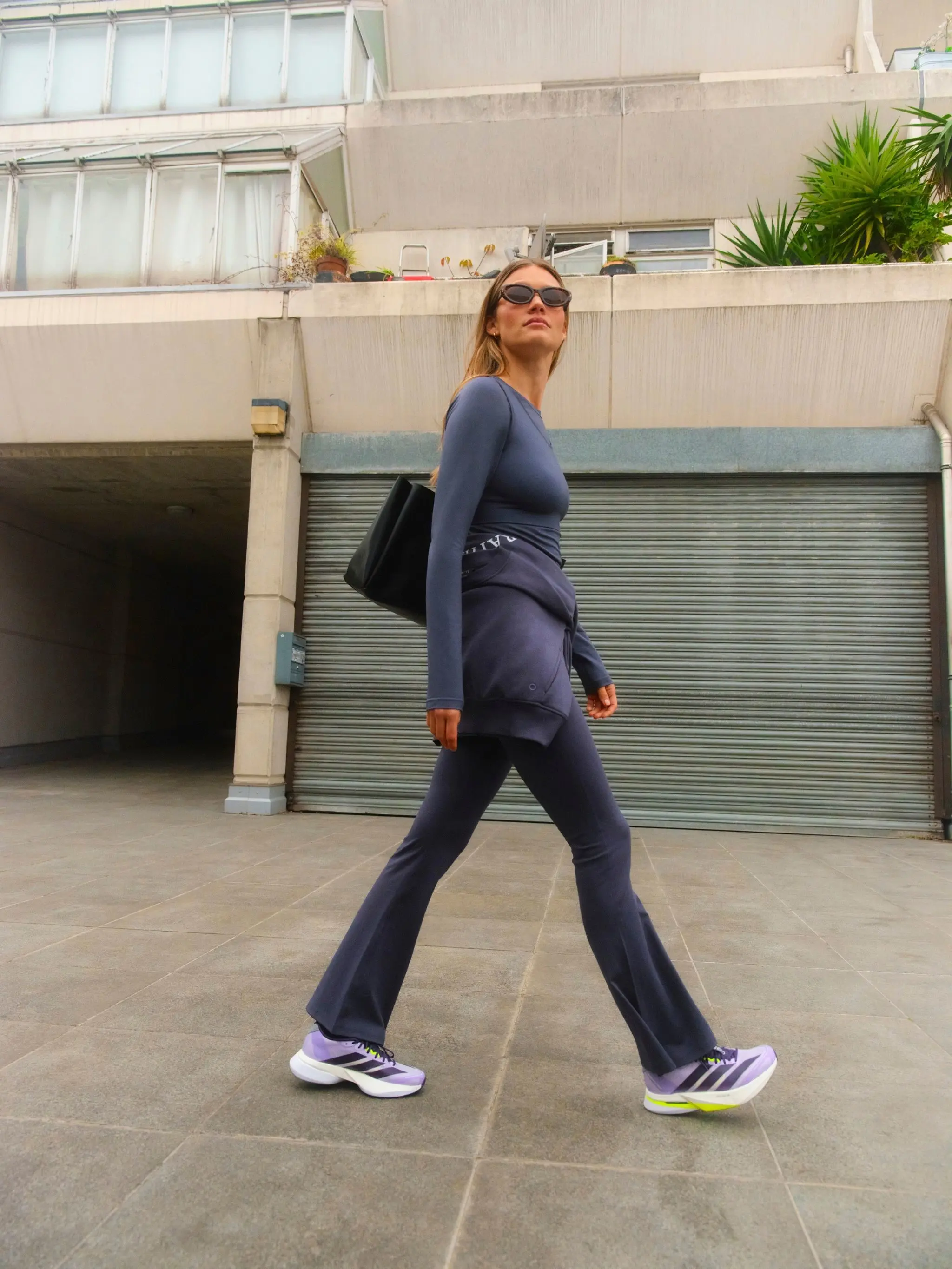 Woman wearing grey workout set