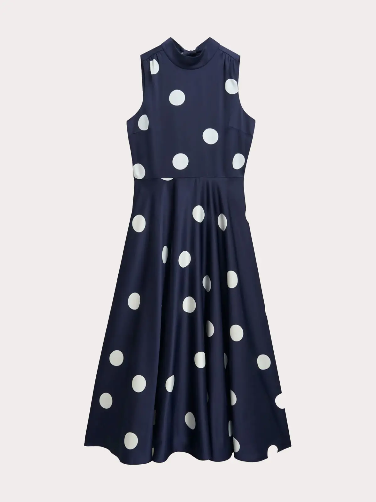 Navy and white polka-dot dress
