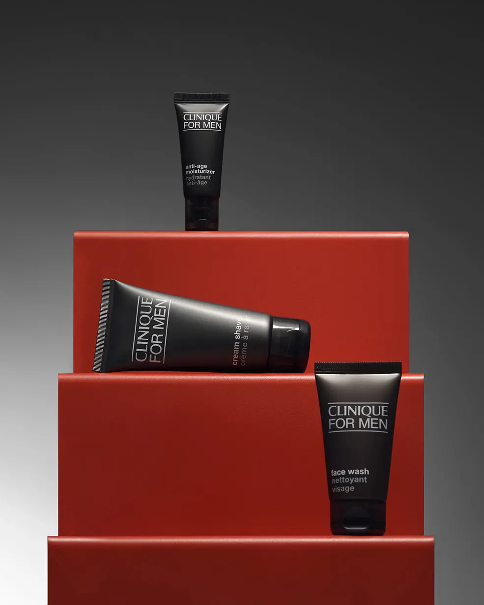 Group of men's Clinique grooming products at M&S