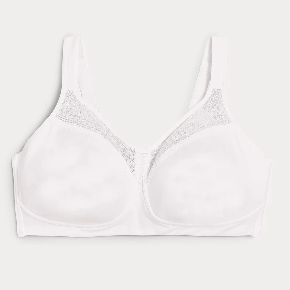 White cotton and lace non-wired bra
