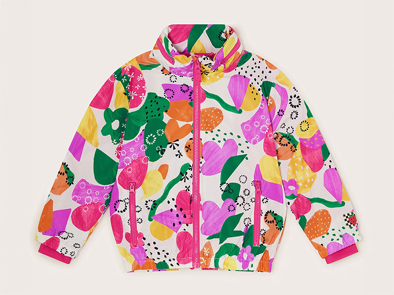 Brightly coloured kids' raincoat by Monsoon