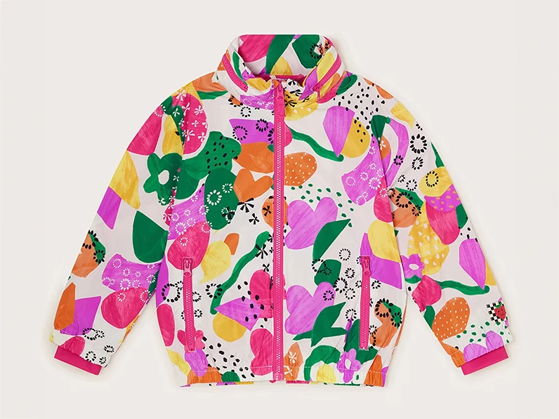 Brightly coloured kids' raincoat by Monsoon