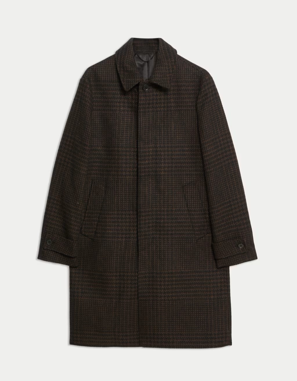 Checked black men's car coat