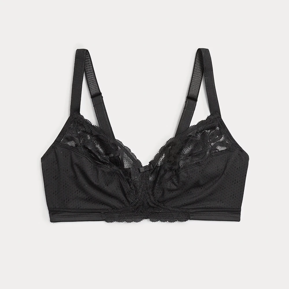 Wild Blooms black non-wired bra with lace