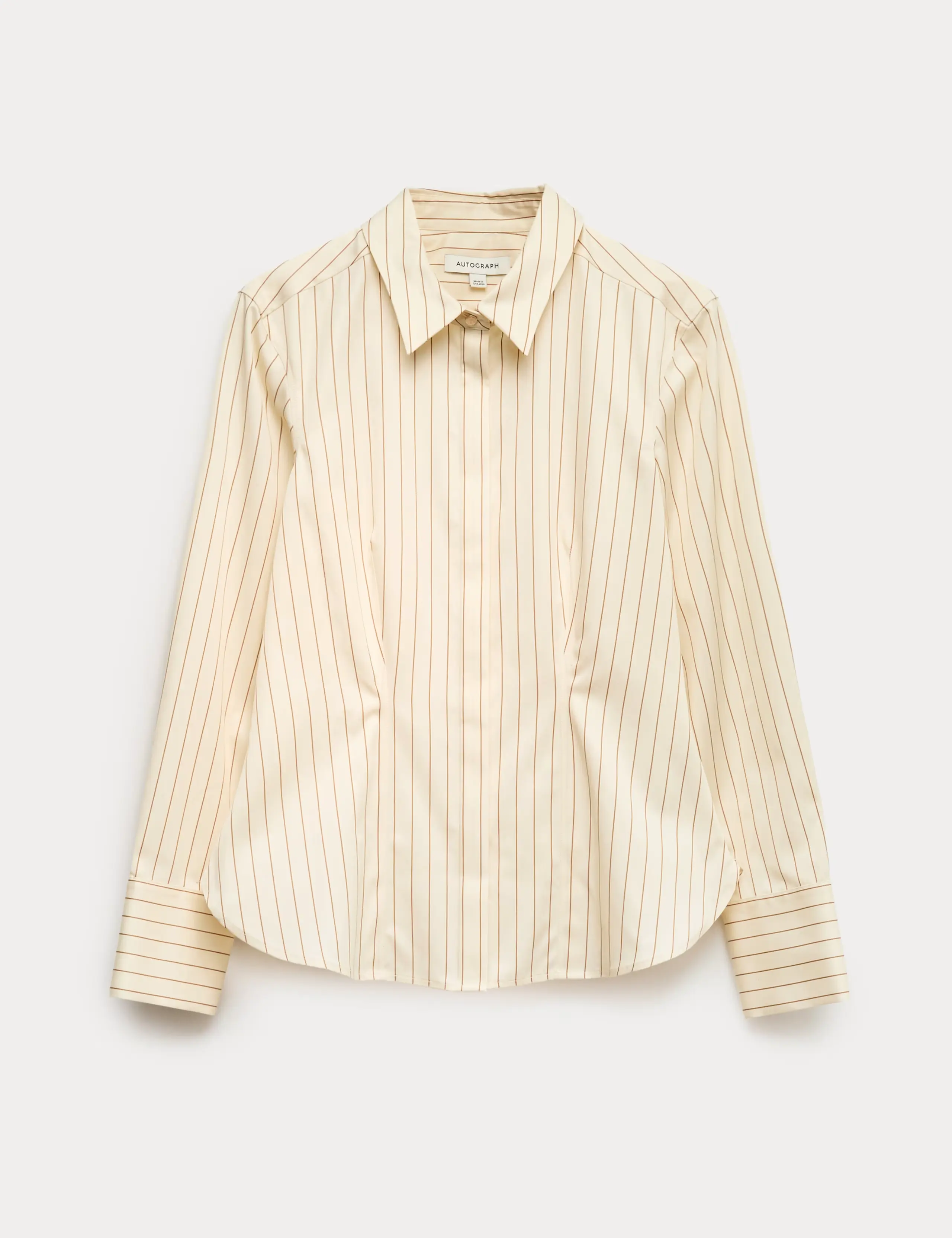 Cream striped shirt with cinched waist